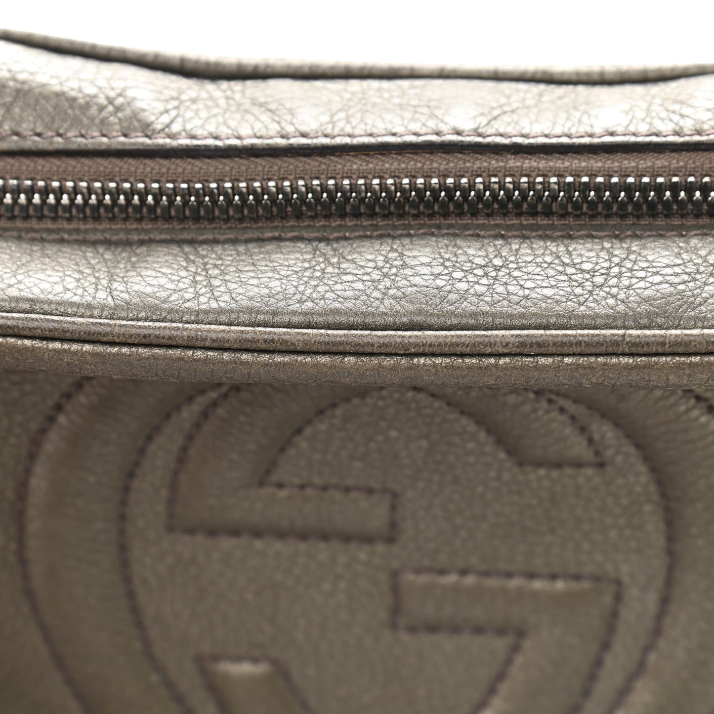 Metallic Pebbled Calfskin Small Soho Disco Bag Sasso