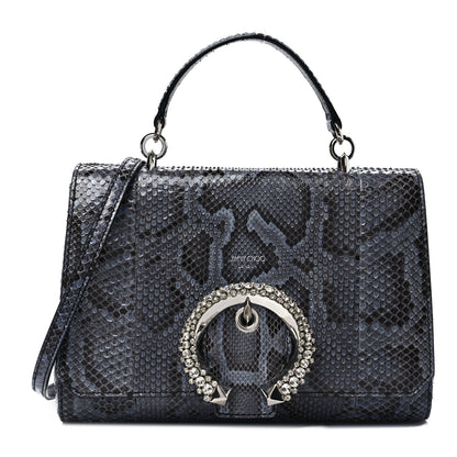 Jimmy Choo Snakeskin Crystal Madeline Top Handle Denim Blue 1 of 9