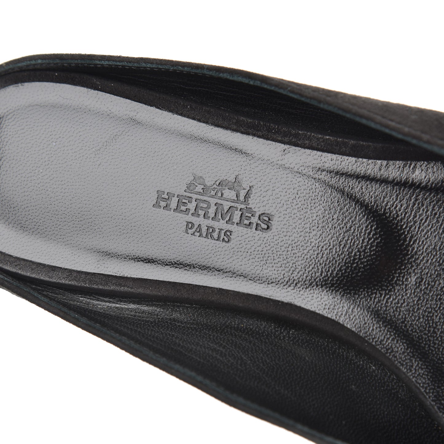 Suede Goatskin Crystal Roxane Mules 36.5 Gris Argente Black