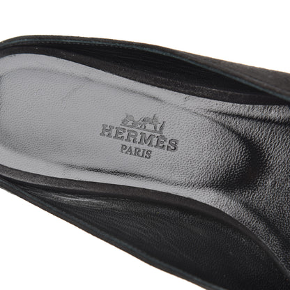 Hermes Suede Goatskin Crystal Roxane Mules 36.5 Gris Argente Black 6 of 15