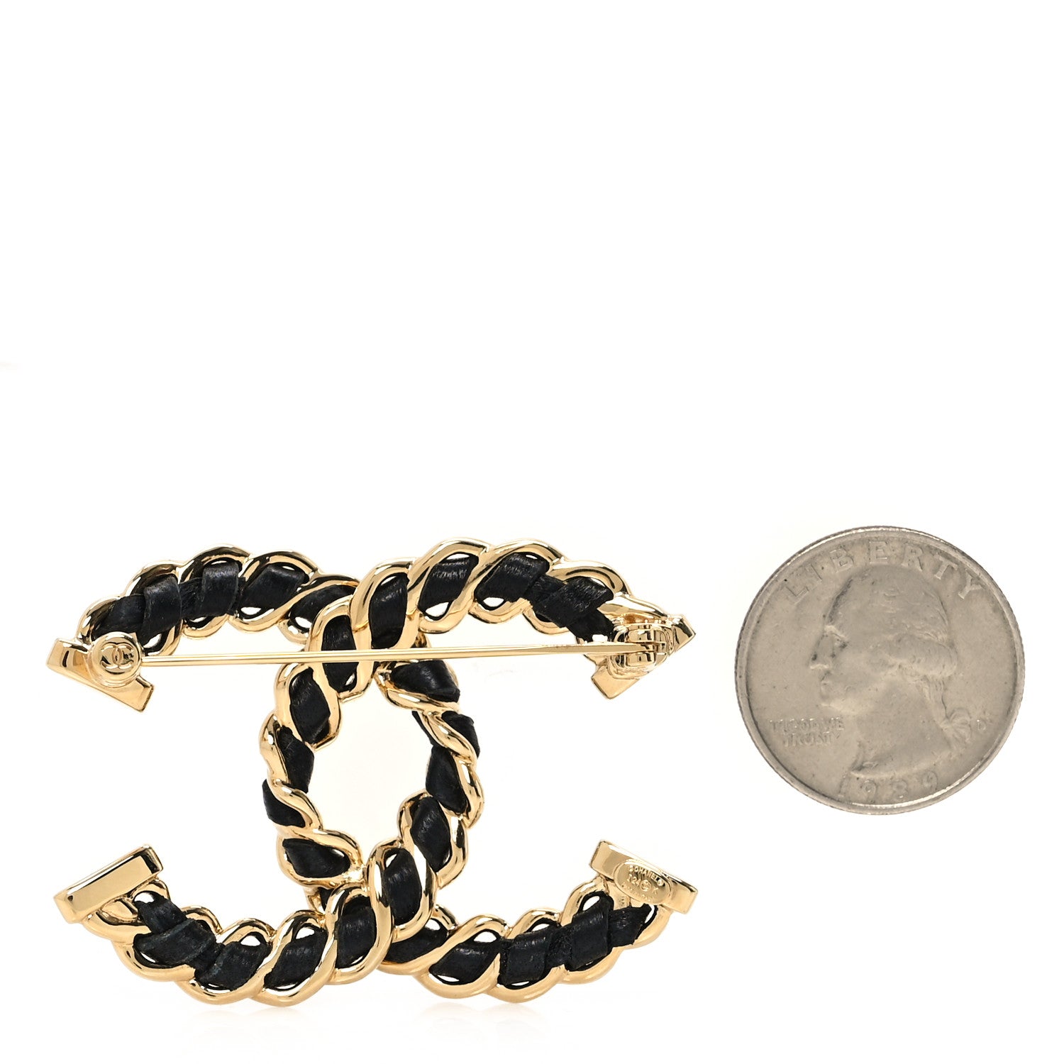 Chanel Lambskin Chain CC Brooch Black Gold 2 of 4