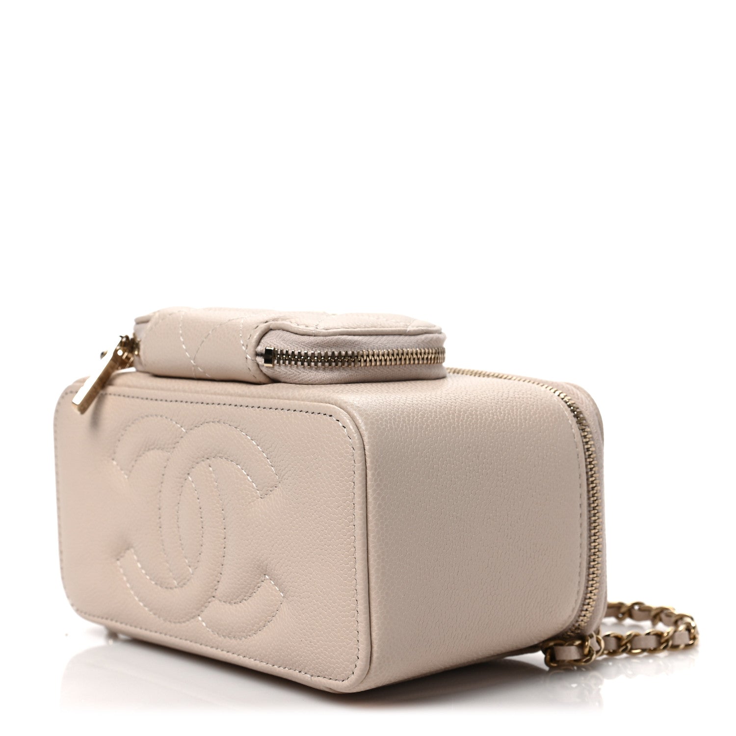 Chanel Caviar Quilted Top Handle Pocket Vanity Case Beige 9 of 9