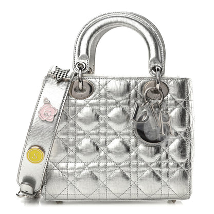 Christian Dior Metallic Grained Calfskin Cannage Small Lucky Badges My Lady Dior Silver 1 of 4