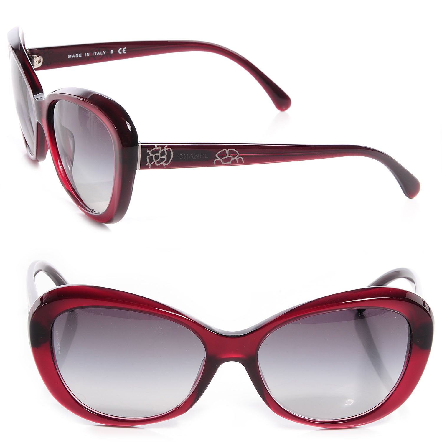 Chanel CC Camellia Sunglasses Red 5246 1 of 6