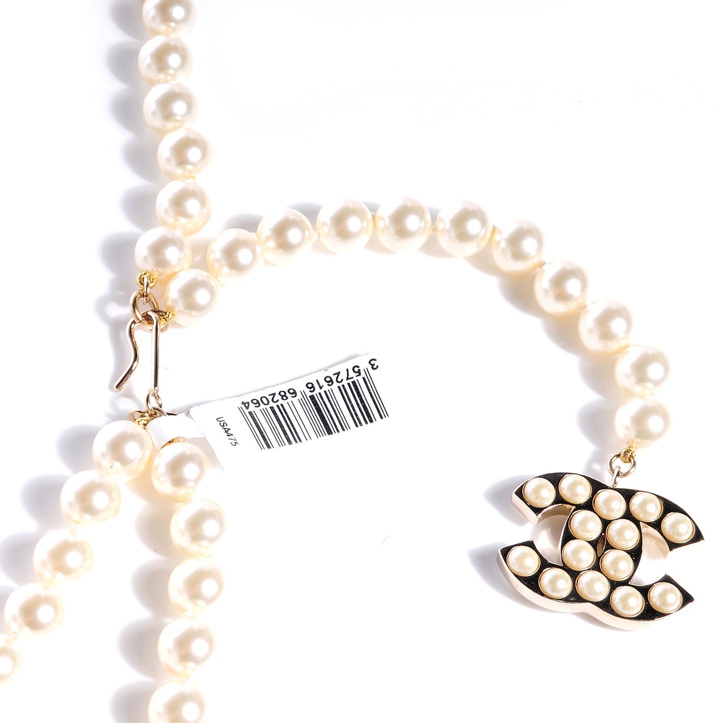 Pearl CC Necklace Belt Light Gold
