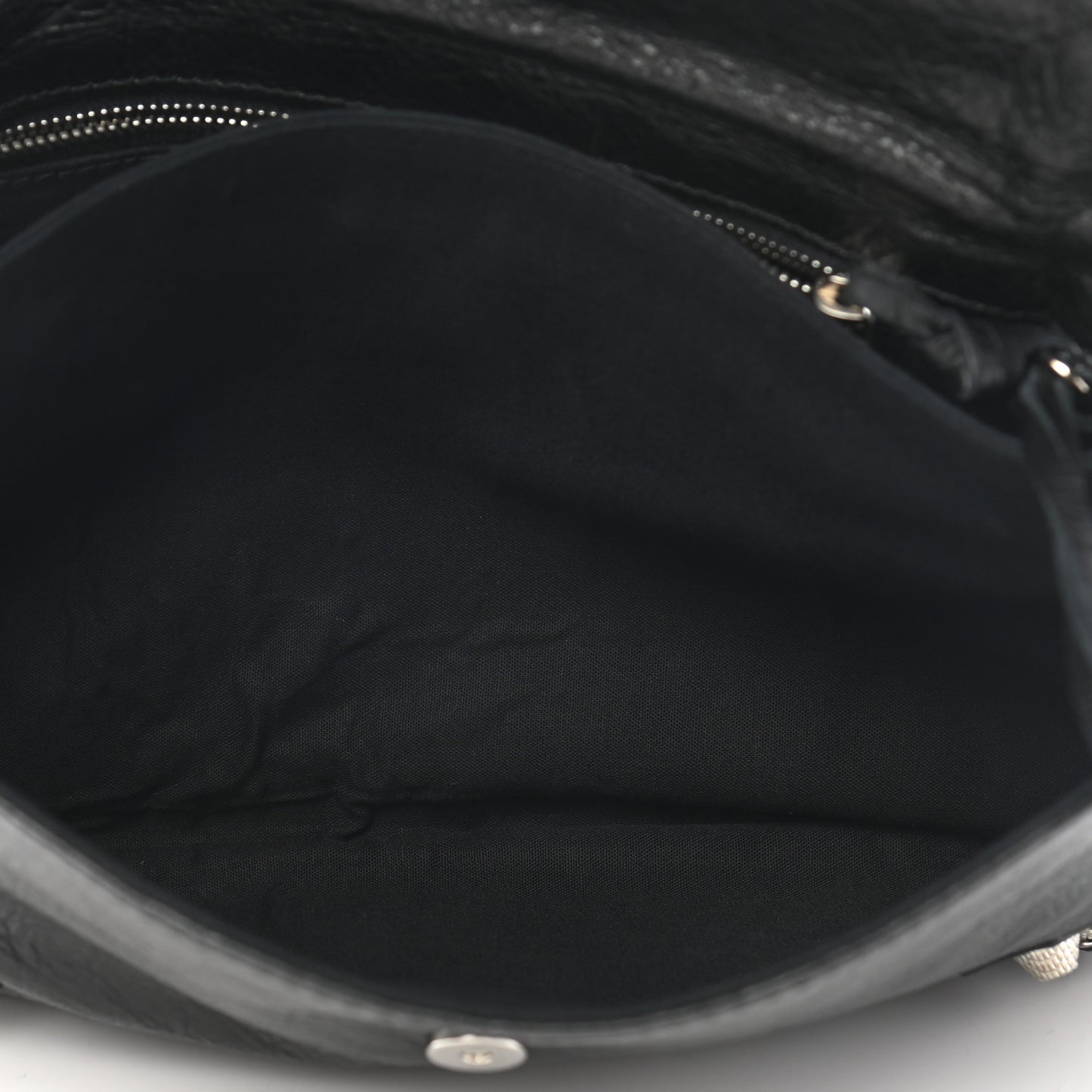 Agneau Giant 12 Silver Hardware Envelope Strap Clutch Black