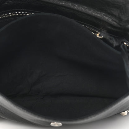 Balenciaga Agneau Giant 12 Silver Hardware Envelope Strap Clutch Black 6 of 8