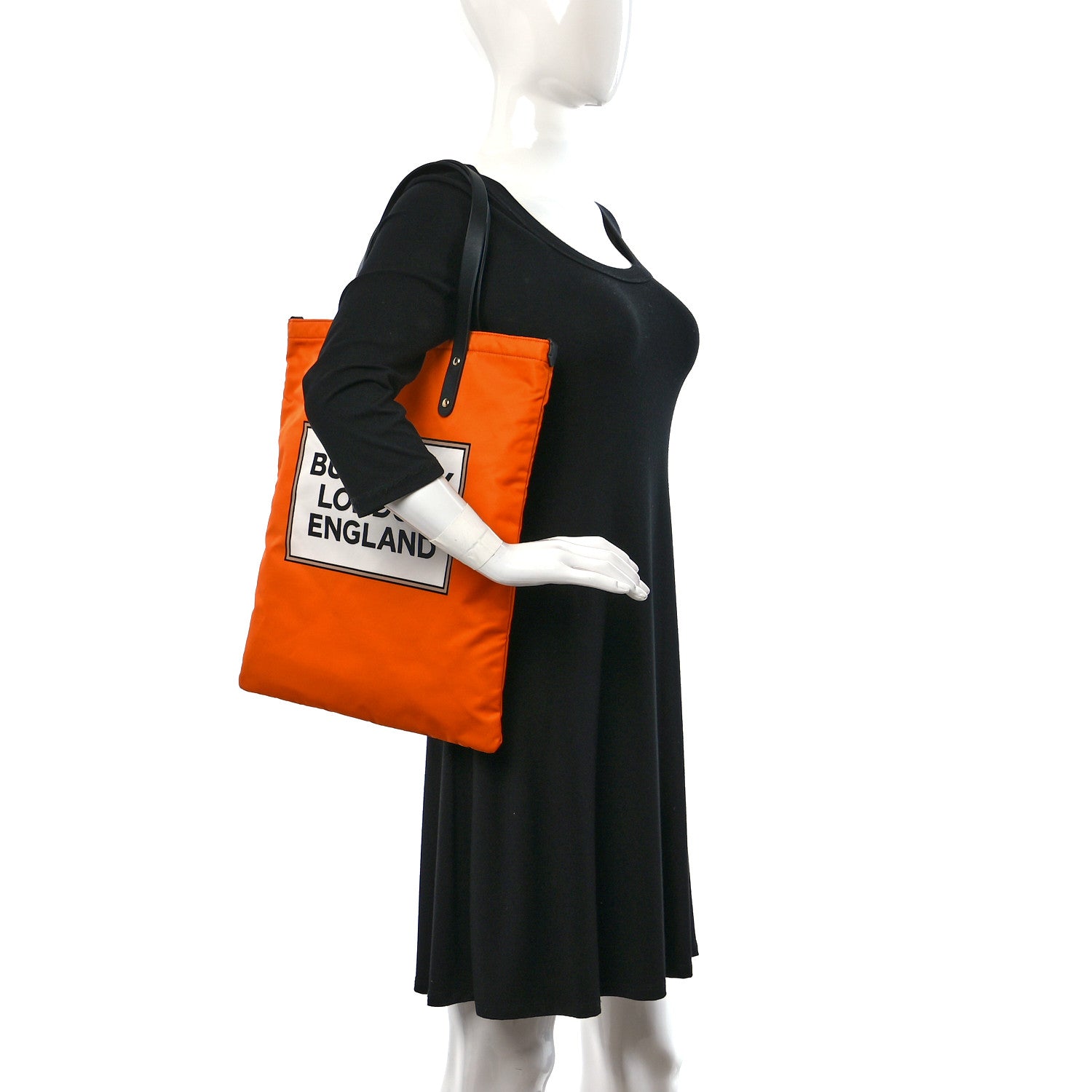 Burberry Nylon London England Print Logo Flat Tote Orange 2 of 8