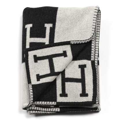 Hermes Wool Cashmere Avalon Blanket Ecru Gris Fonce 2 of 3