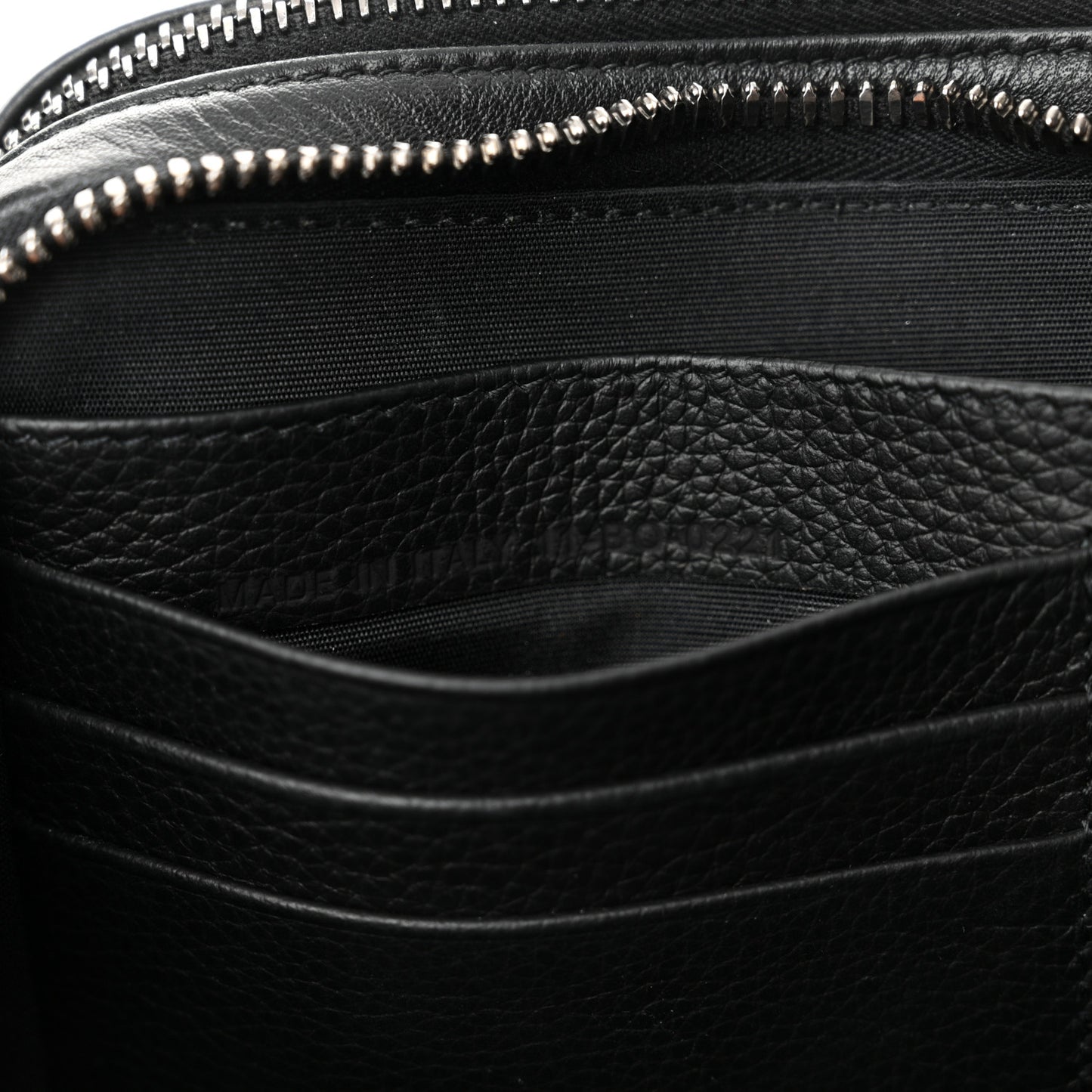 Grained Calfskin CD Icon Zipped Pouch With Strap Black
