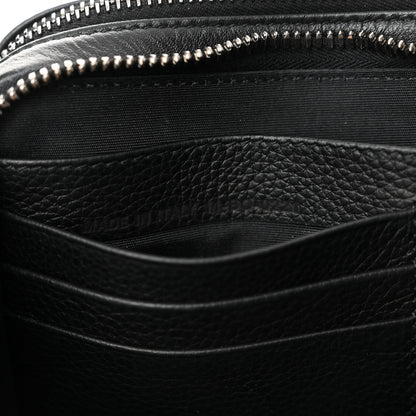 Christian Dior Grained Calfskin CD Icon Zipped Pouch With Strap Black 8 of 12