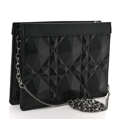 Christian Dior Calfskin Macrocannage Diamond Caro Zipped Pouch With Chain Black 3 of 8
