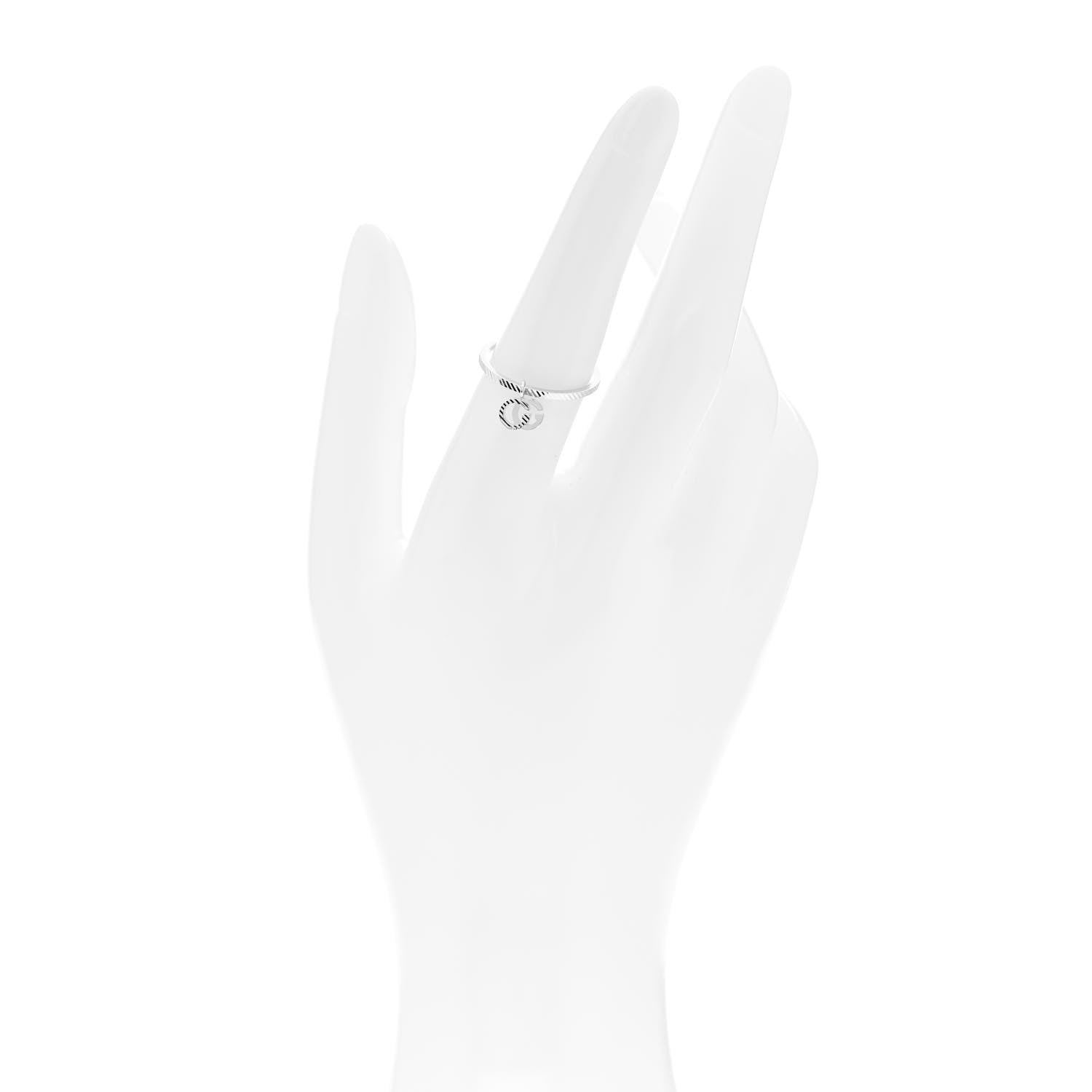 Gucci 18K White Gold Running G Charm Ring 53 6.5 2 of 5