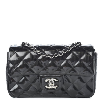 Chanel Striated Patent Quilted Mini Rectangular Flap Black 1 of 10