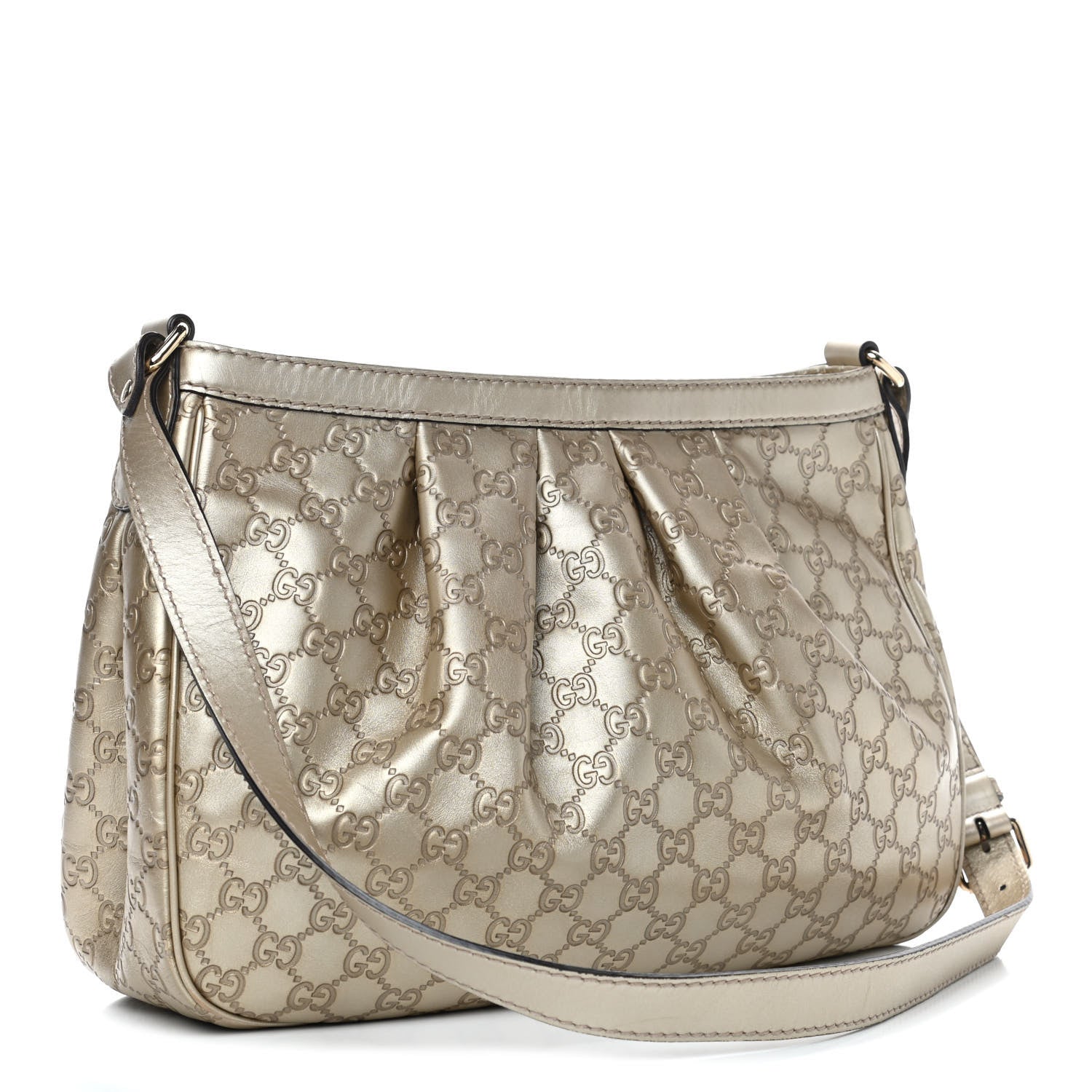 Gucci Metallic Guccissima Sukey Messenger Bag Golden Beige 2 of 5