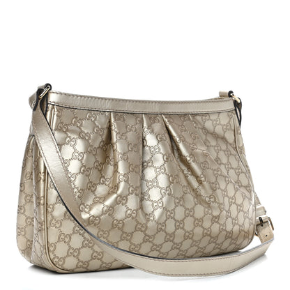 Gucci Metallic Guccissima Sukey Messenger Bag Golden Beige 2 of 5
