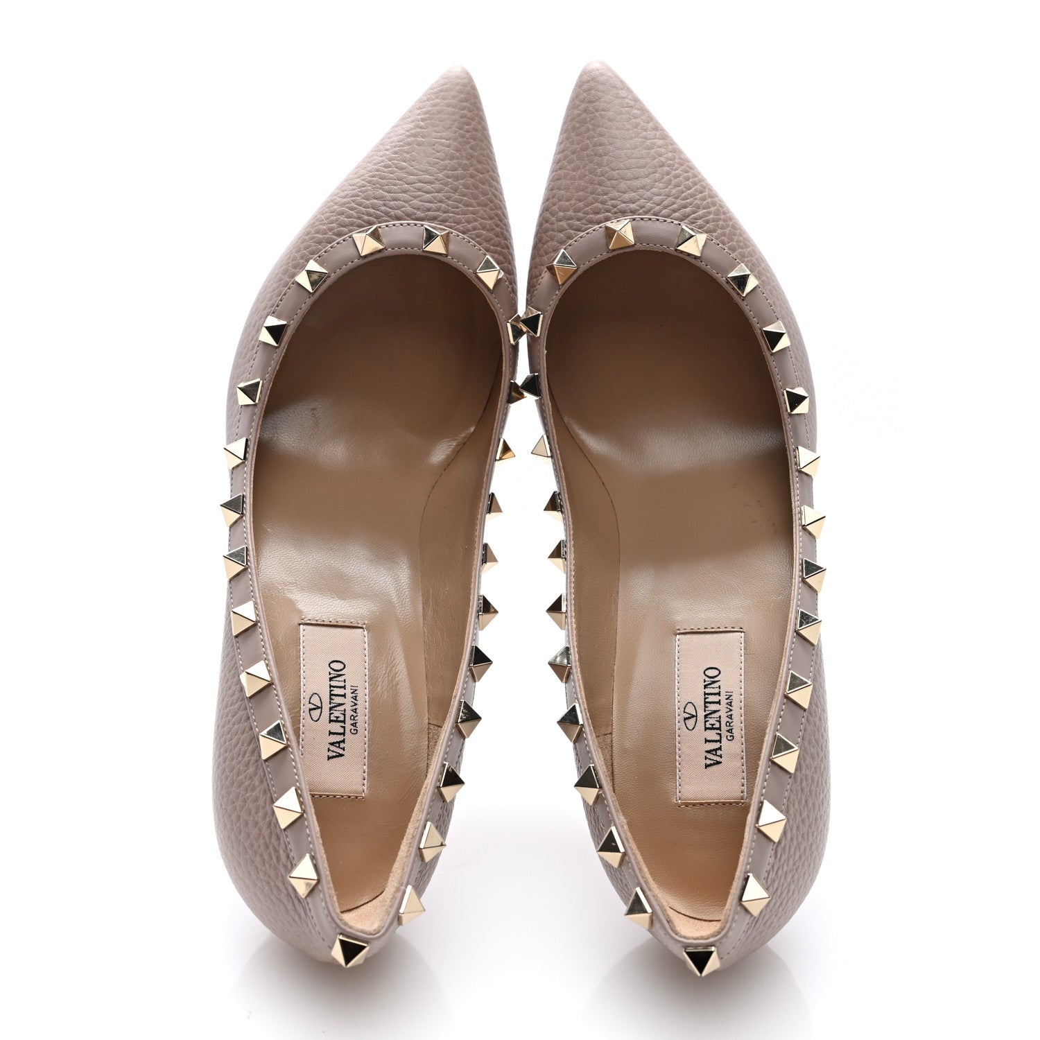 Valentino Garavani Pebbled Calfskin Rockstud 90mm Pumps 39 Poudre 3 of 9