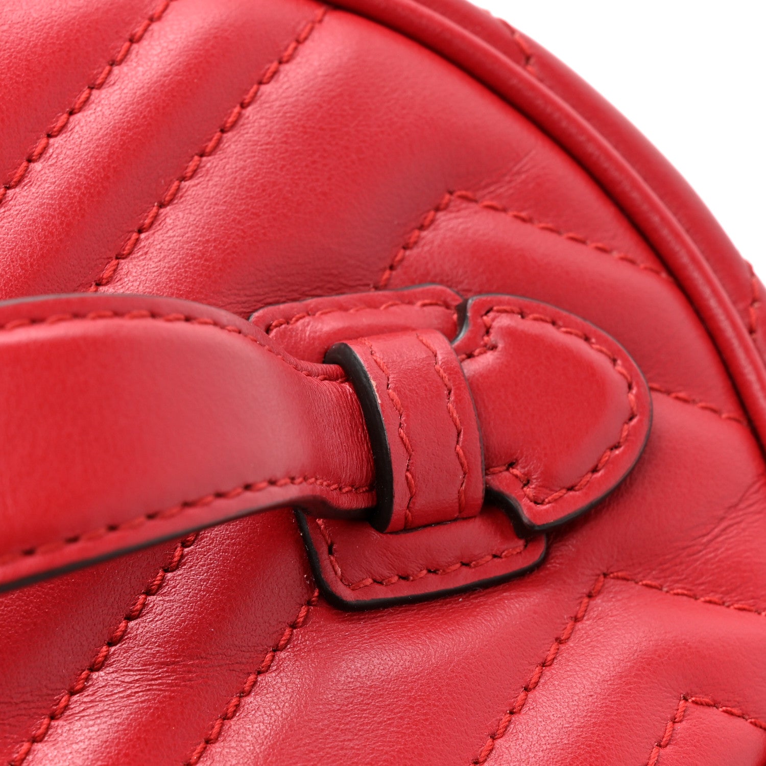 Gucci Calfskin Matelasse Mini GG Marmont Round Backpack Hibiscus Red 11 of 11