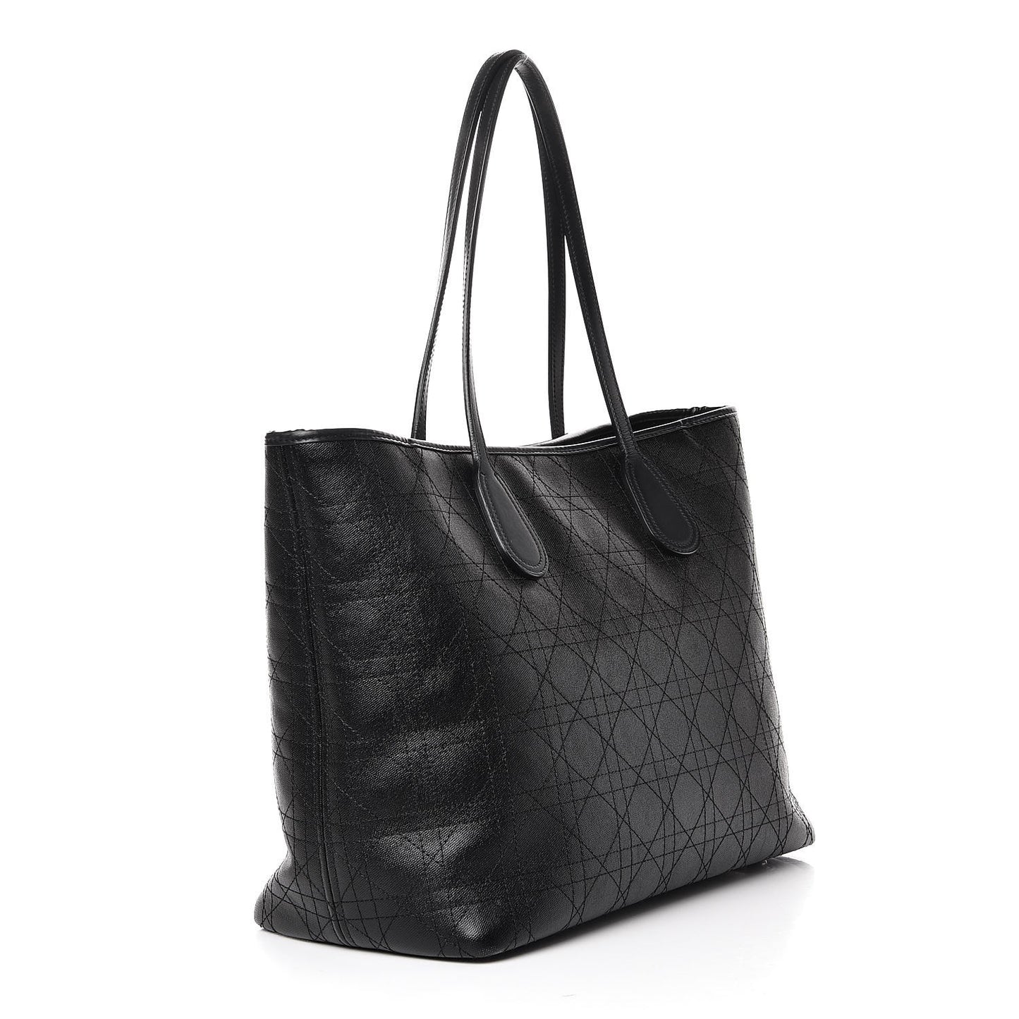 Coated Canvas Cannage Panarea Shopping Tote Black
