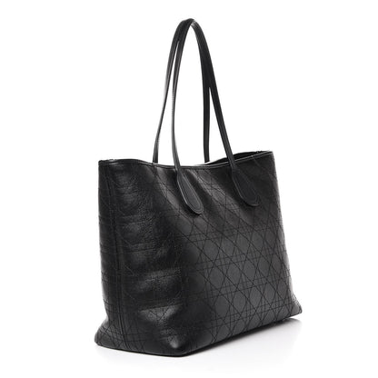 Christian Dior Coated Canvas Cannage Panarea Shopping Tote Black 3 of 8