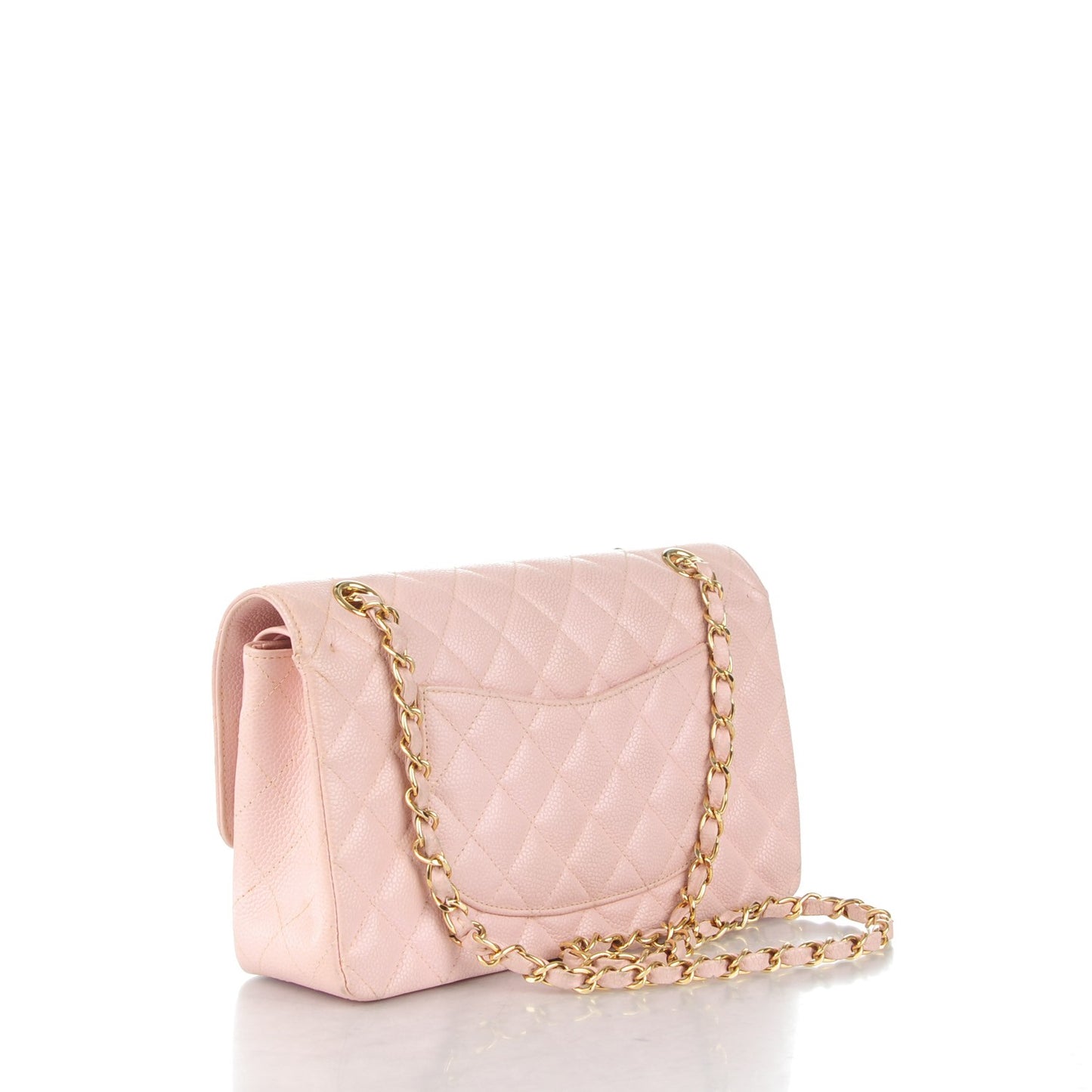 Caviar Quilted Medium Double Flap Pink