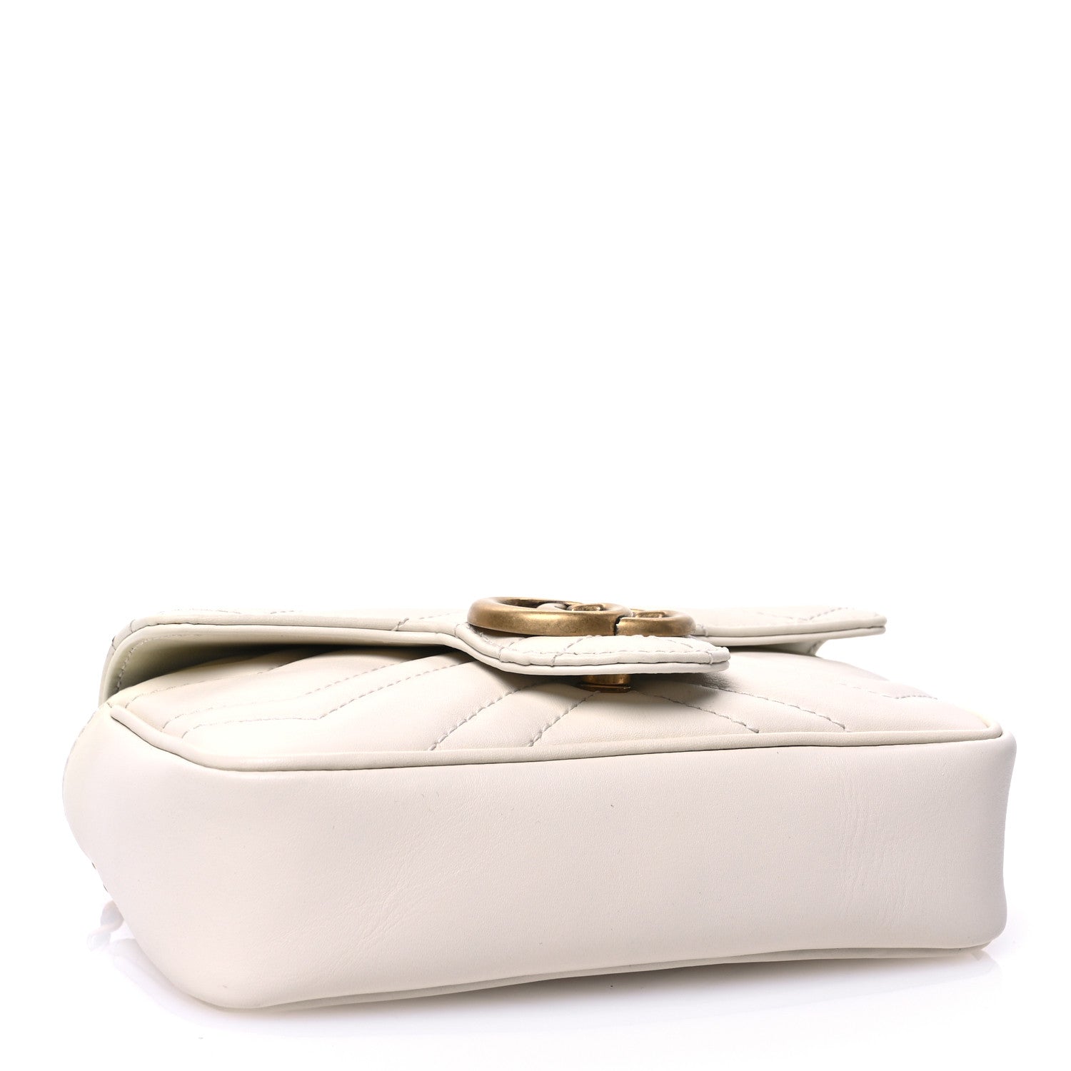 Gucci Calfskin Matelasse Super Mini GG Marmont Shoulder Bag White 3 of 10