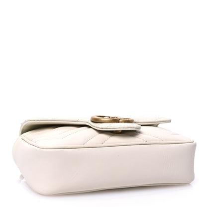 Gucci Calfskin Matelasse Super Mini GG Marmont Shoulder Bag White 3 of 10