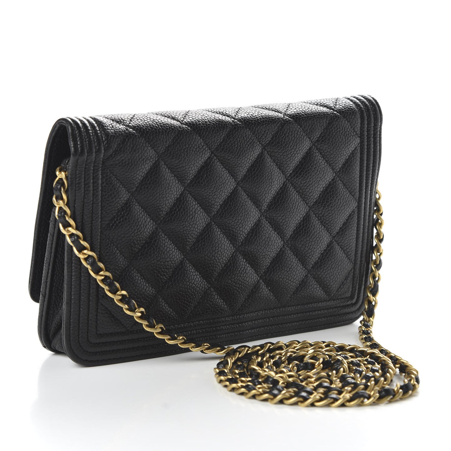 Caviar Quilted Boy Wallet On Chain WOC Black