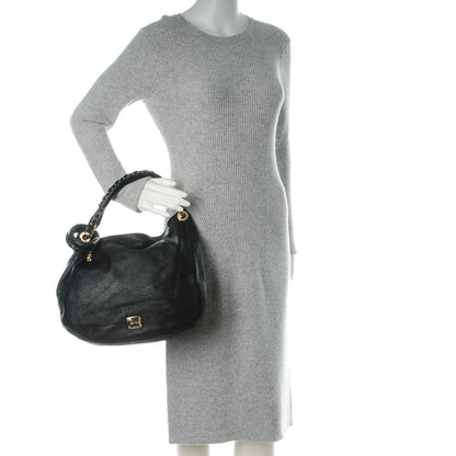 Jimmy Choo Calfskin Studded Small Sky Hobo Black 2 of 8