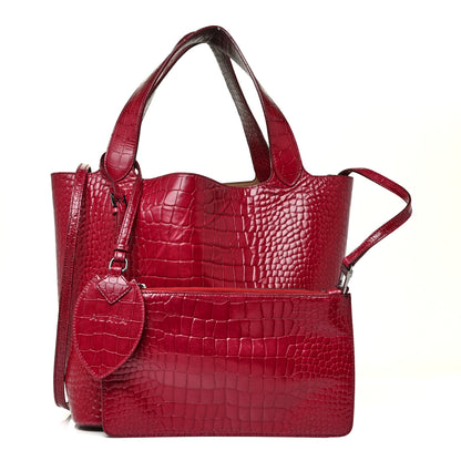 Alaia Calfskin Crocodile Embossed Bag Fuchsia 1 of 15
