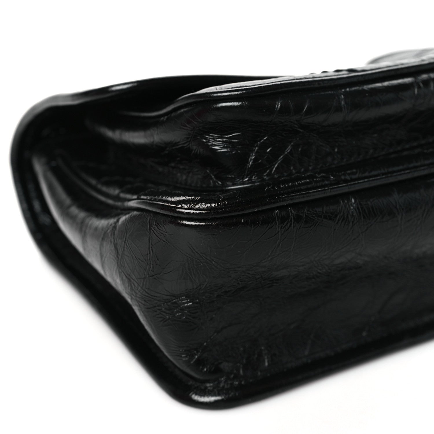 Saint Laurent Crinkled Calfskin Matelasse Monogram Baby Niki Chain Satchel Black 9 of 10
