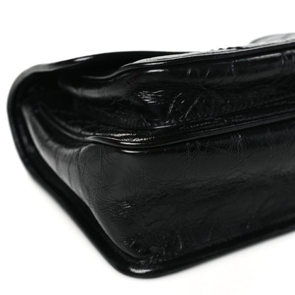 Saint Laurent Crinkled Calfskin Matelasse Monogram Baby Niki Chain Satchel Black 9 of 10
