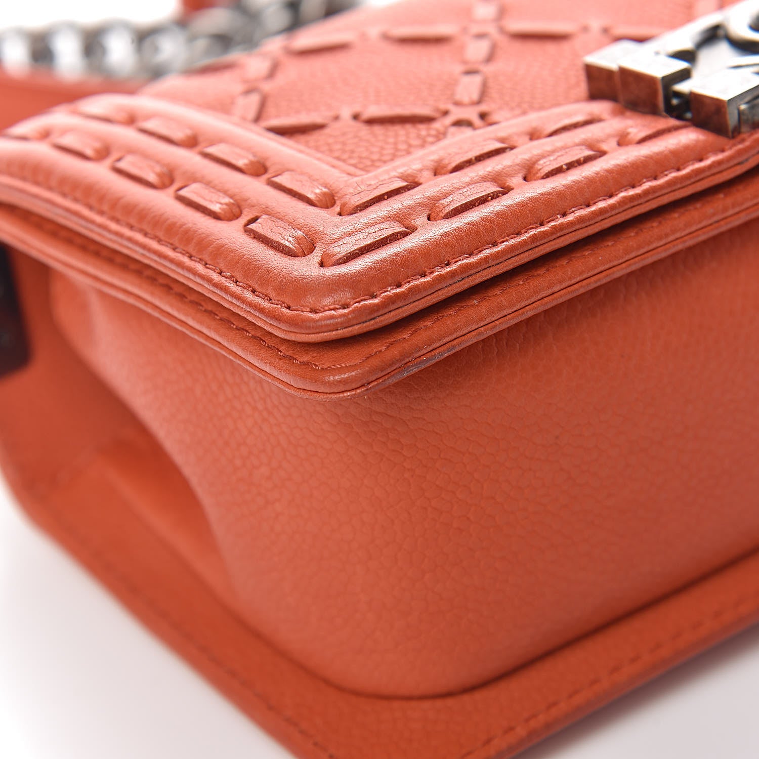 Chanel Caviar Stitched Small Boy Flap Dark Orange 12 of 17