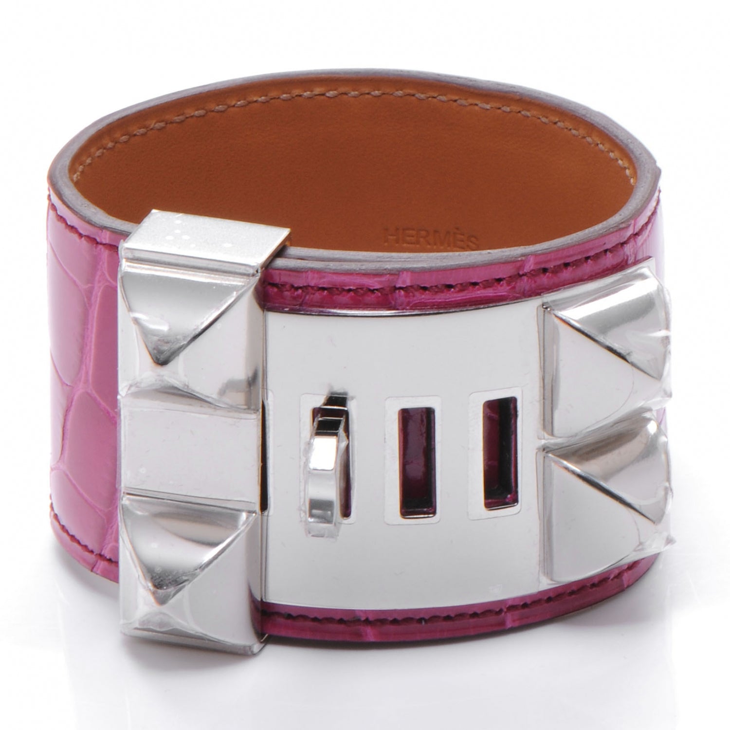Hermes Alligator Collier De Chien CDC Bracelet Fuchsia Small 4 of 7
