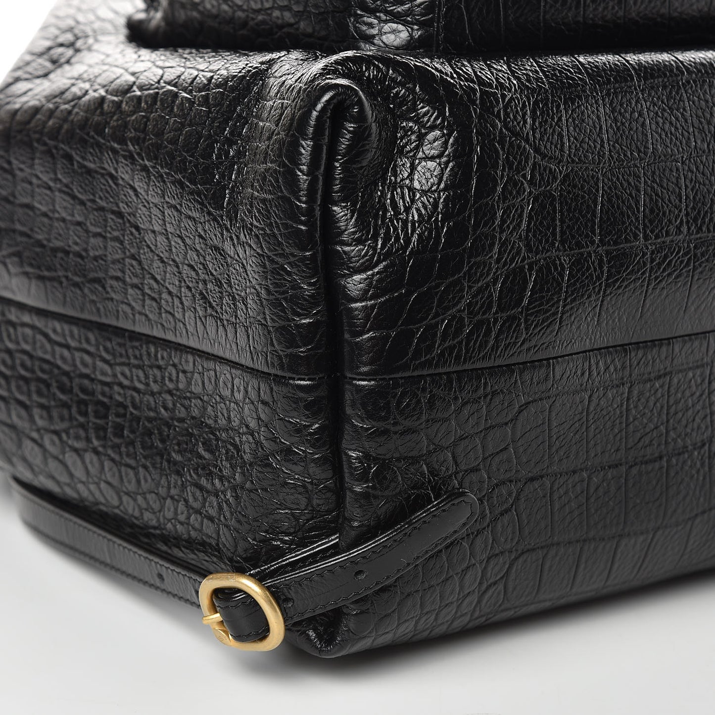 Calfskin Crocodile Embossed Large Backpack Black