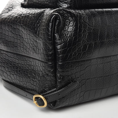 Chanel Calfskin Crocodile Embossed Large Backpack Black 8 of 10