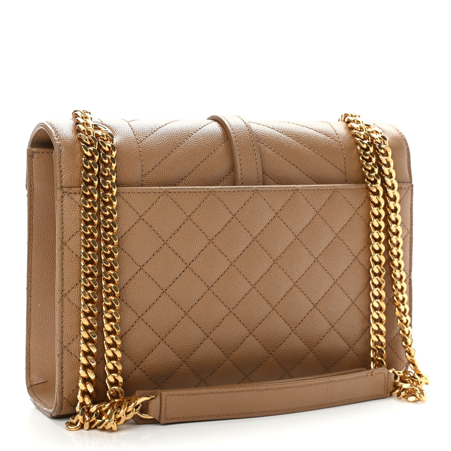 Grain De Poudre Textured Mixed Matelasse Medium Triquilt Monogram Satchel Dark Beige