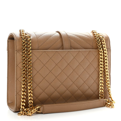 Saint Laurent Grain De Poudre Textured Mixed Matelasse Medium Triquilt Monogram Satchel Dark Beige 3 of 11