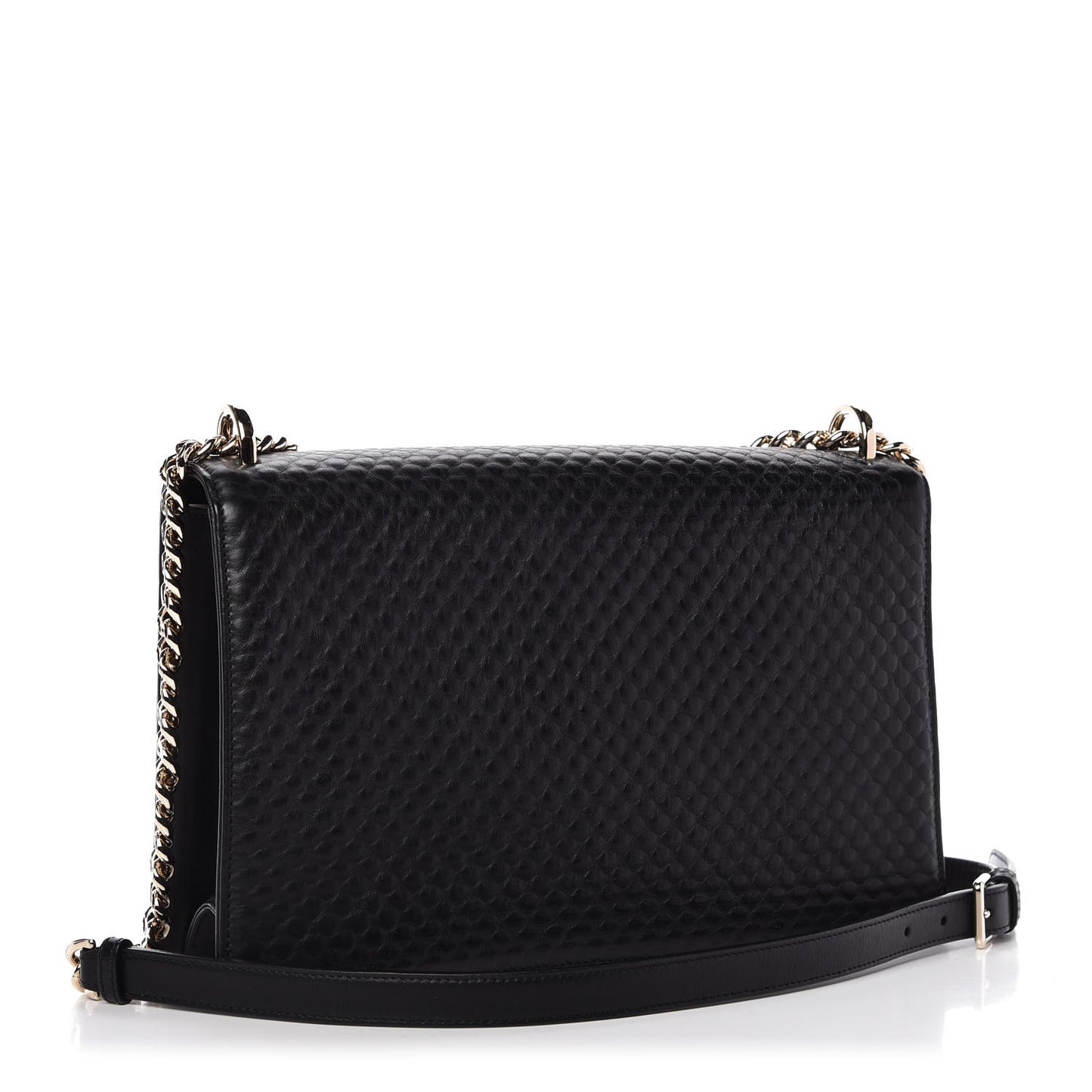 Lambskin Quilted Embroidered Large Diorama Flap Bag Black