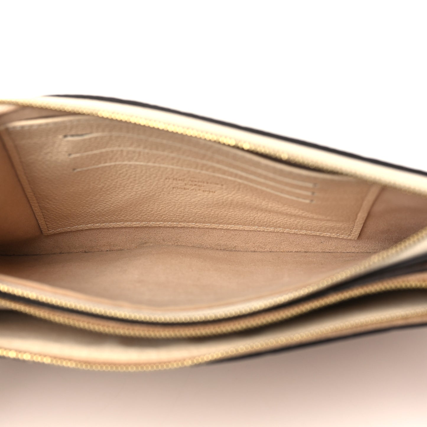 Empreinte Double Zip Pochette Beige Rose Creme