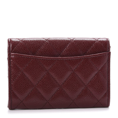 Chanel Iridescent Caviar Quilted Flap Card Holder Wallet Burgundy 3 of 11