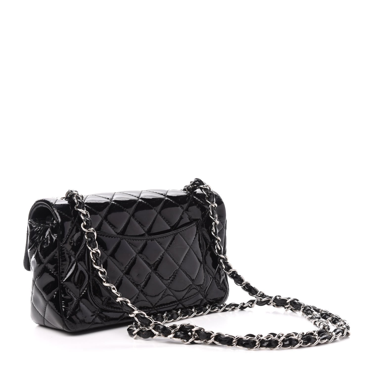 Chanel Patent Calfskin Quilted Mini Rectangular Flap Black 3 of 10