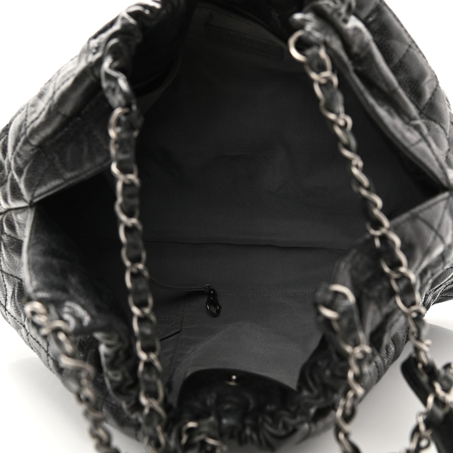 Caviar Quilted Medium Elastic Shopping Tote Black