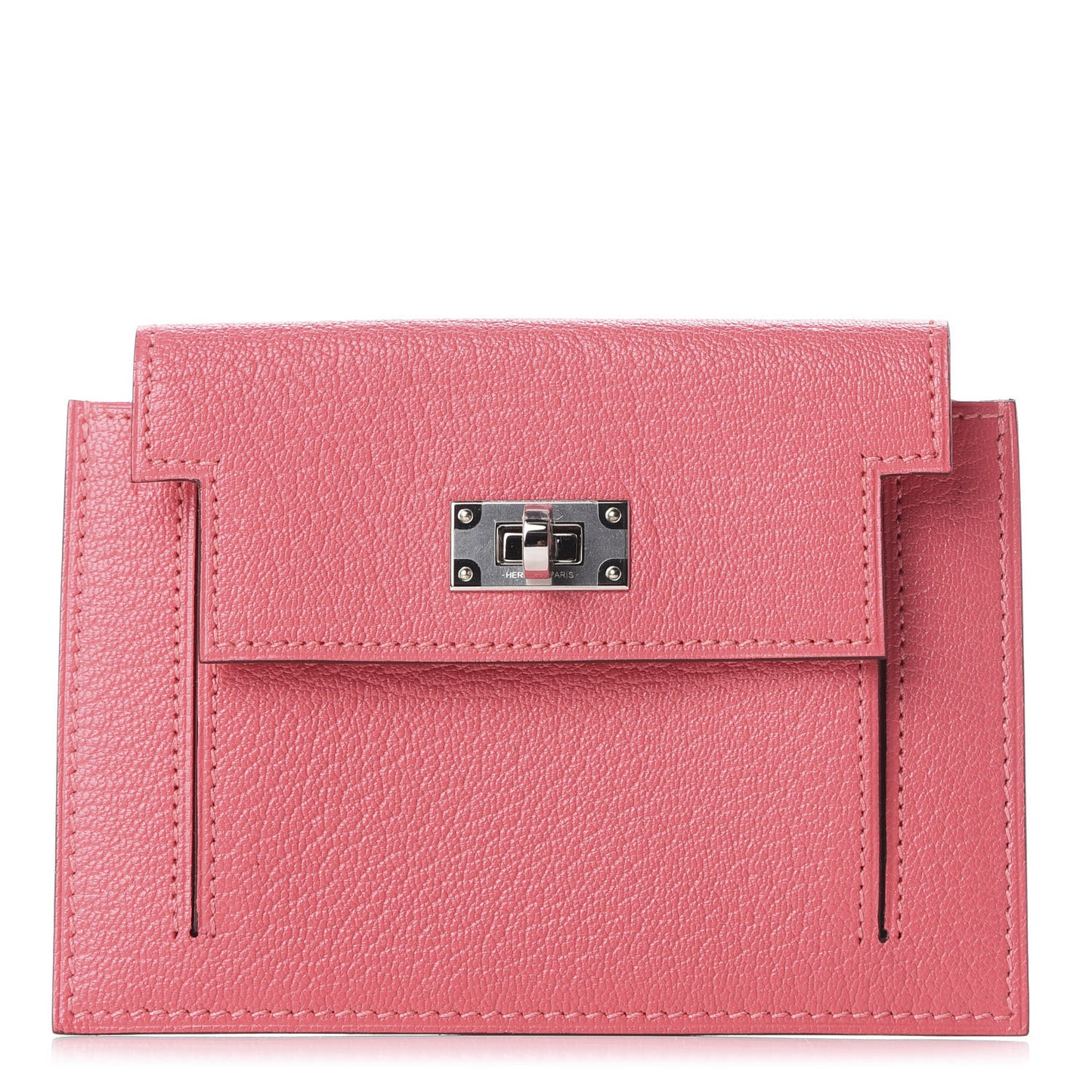 Chevre Mysore Kelly Pocket Compact Wallet Rose Lipstick