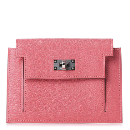 Hermes Chevre Mysore Kelly Pocket Compact Wallet Rose Lipstick 1 of 11