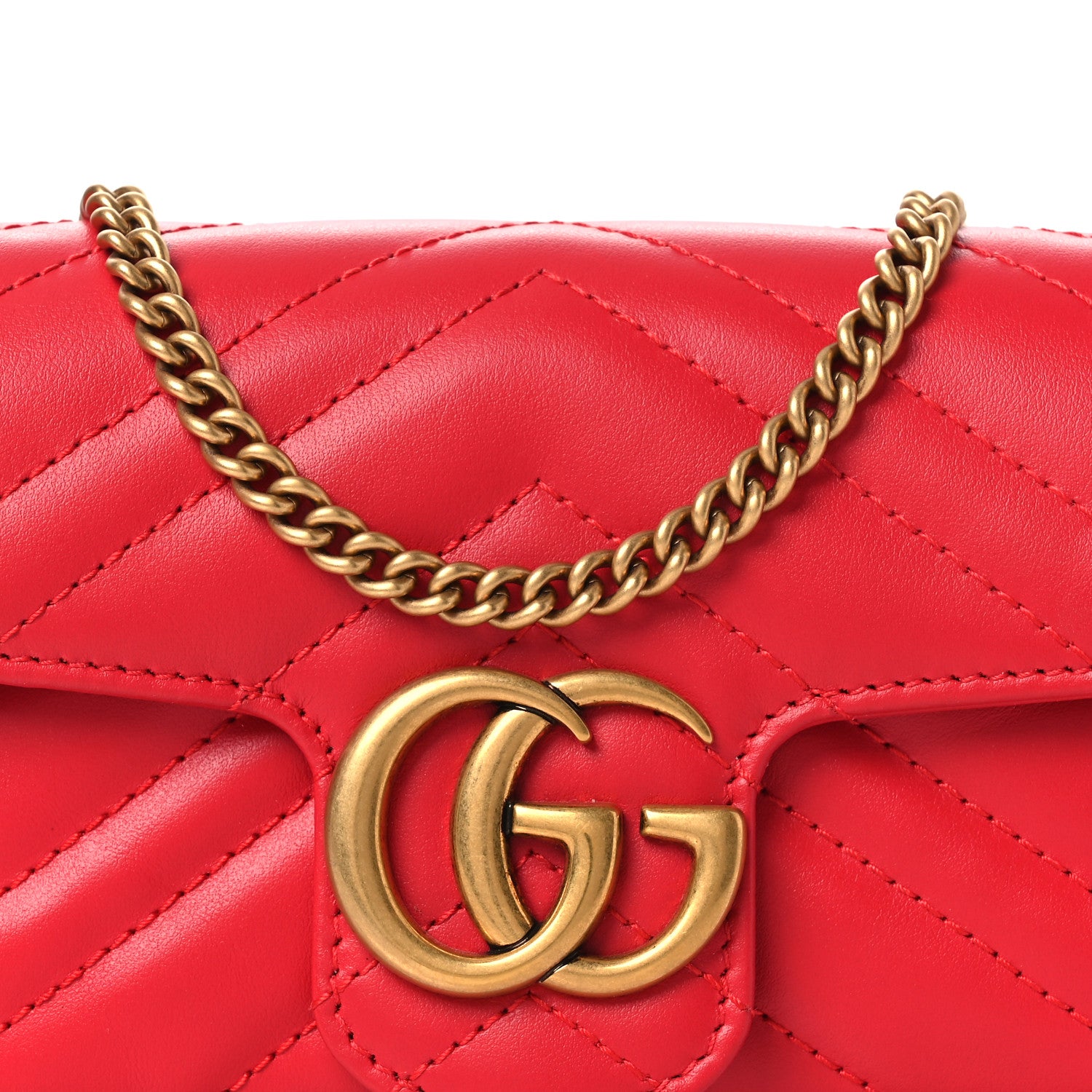 Gucci Calfskin Matelasse Super Mini GG Marmont Shoulder Bag Hibiscus Red 8 of 12