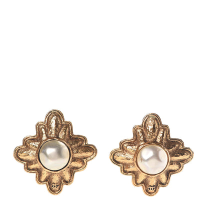 Chanel Pearl CC Clip On Earrings Gold 1 of 4