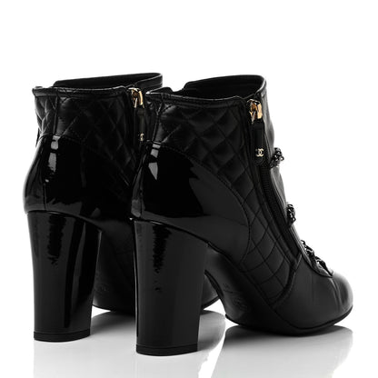 Chanel Lambskin Patent Calfskin Chain CC Short Boots 41 Black 4 of 8
