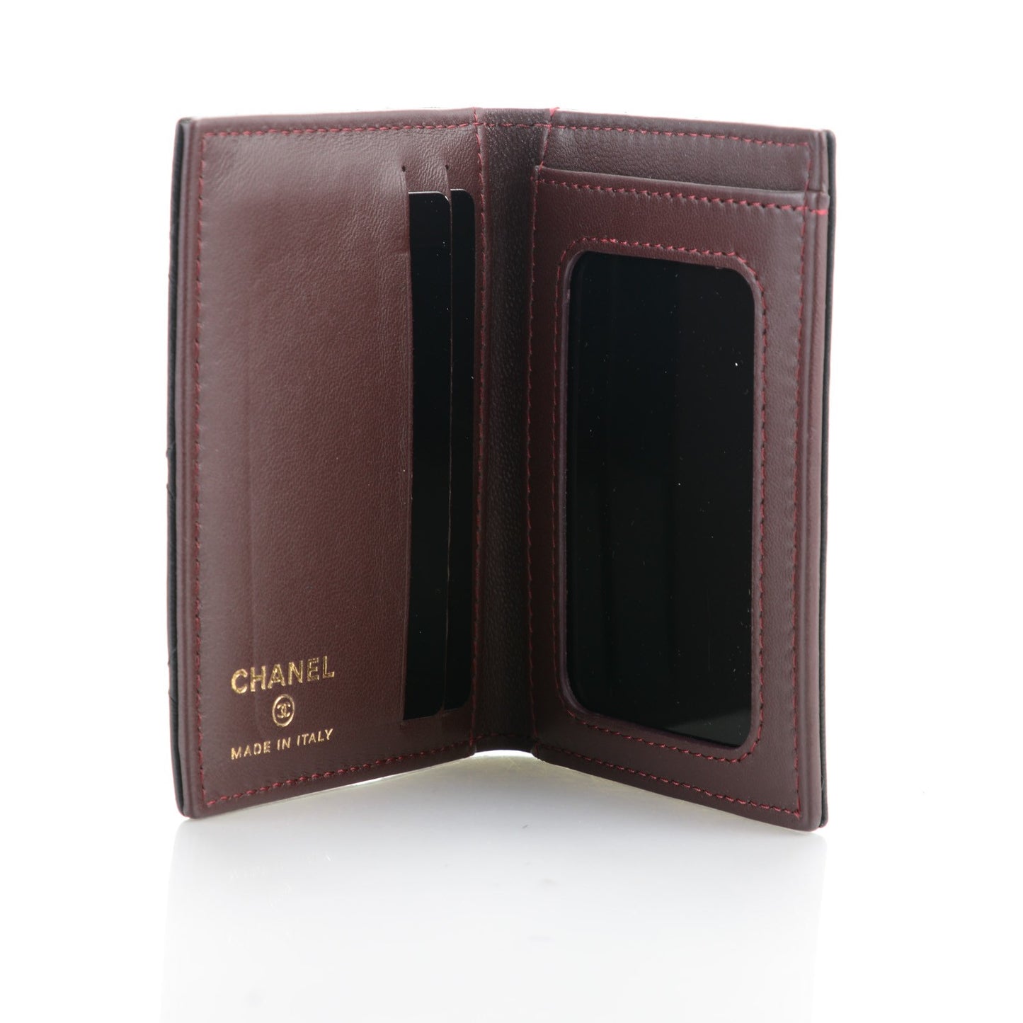 Lambskin Quilted CC Card Holder Wallet Black