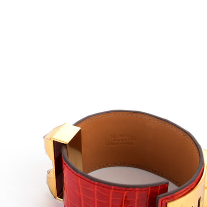 Hermes Shiny Alligator Collier De Chien CDC Bracelet S Geranium 4 of 7